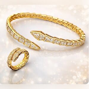 Serpenti Style Bracelet and Ring Jewelry Set Snake design
